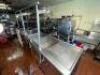 11' X 8' U SHAPED STAINLESS SOIL TABLE THREE WELL POT SINK, RISER SHELF, AND SPRAY STATION. - 2