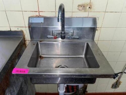 WALL MOUNTED STAINLESS HAND SINK.