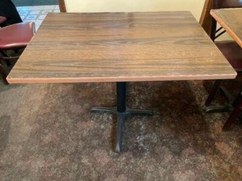 (3) 42" X 30" LAMINATE WOOD TABLES W/ BASE.