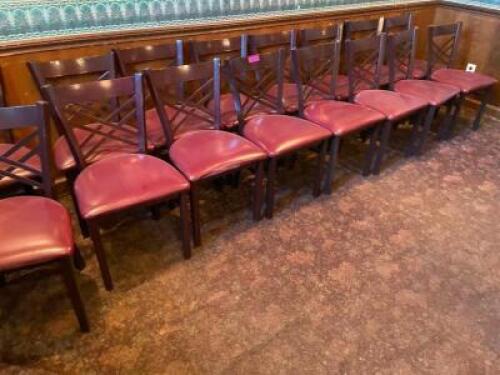 (16) MAROON METAL CHAIRS W/ VINYL SEAT CUSHIONS