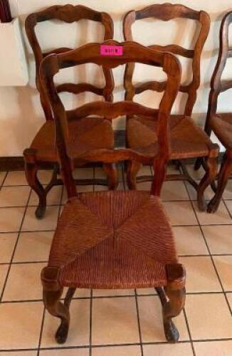 (6) WOODEN CHAIRS W/ WICKER SEATS