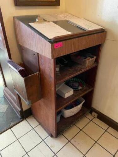 LAMINATE WOOD HOSTESS STAND.