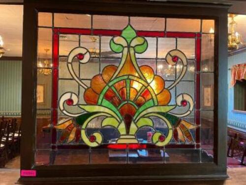 40" X 34" STAINED GLASS WINDOW W/ FRAME