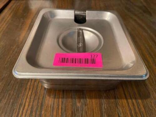 (6) 1/6TH SIZE STAINLESS INSERT W/ LIDS