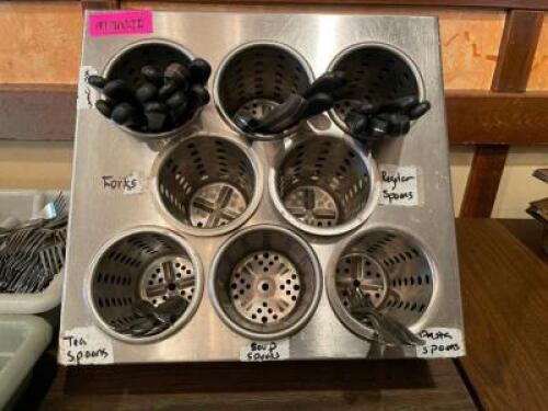 EIGHT GROUP STAINLESS SILVERWARE HOLDER