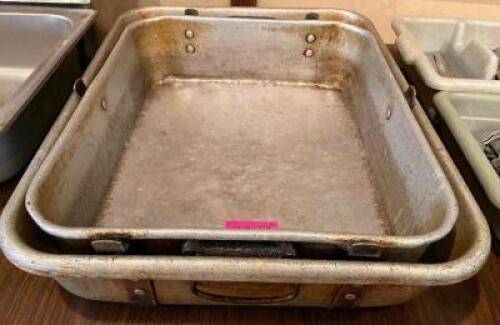 (2) ALUMINUM ROASTING PANS.