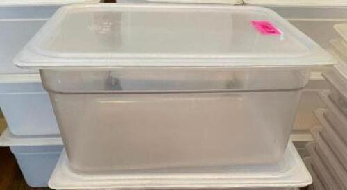 (6) HALF SIZE PLASTIC INSERTS W/ LIDS