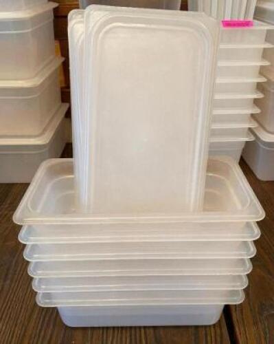 (6) 1/3 SIZE PLASTIC INSERTS W/ LIDS