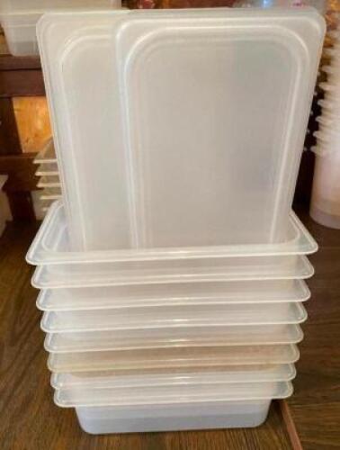 (6) 1/3 SIZE PLASTIC INSERTS W/ LIDS