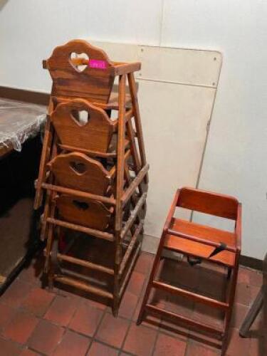 (4) WOODED HIGH CHAIRS