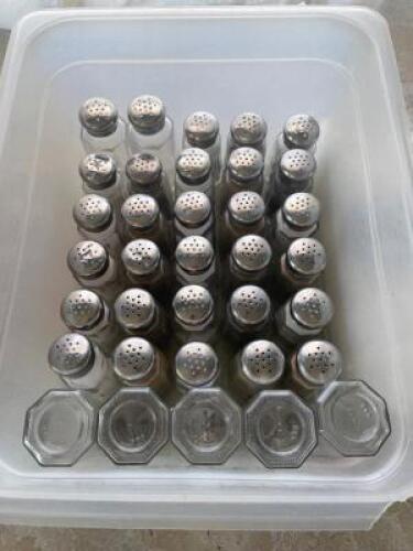(35) - CT. BOX OF SALT AND PEPPER SHAKERS WITH ADDITIONAL TOPS