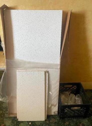 SMALL GROUP OF CEILING TILES AND HARDWARE