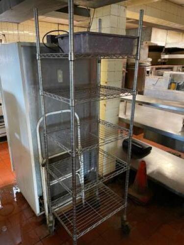 24" X 24" FIVE TIER WIRE SHELF - ON CASTERS