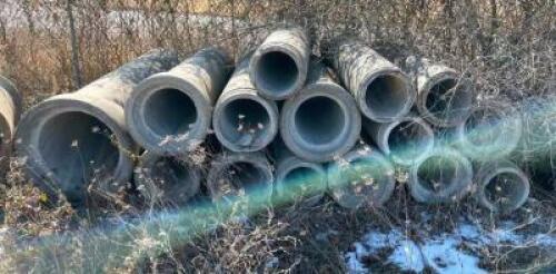 DESCRIPTION: ASSORTED CONCRETE PIPES SIZE: 8' LOCATION: BACK LOT LOCATION: 6249 LORENS LN. CEDAR HILL, MO 63016 QTY: 1