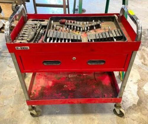 DESCRIPTION: MOBILE TOOL CART WITH CONTENTS OF TOOLS INFORMATION: SEE PHOTOS FOR MORE DETAILS ON TOOLS LOCATION: WAREHOUSE LOCATION: 6249 LORENS LN. C