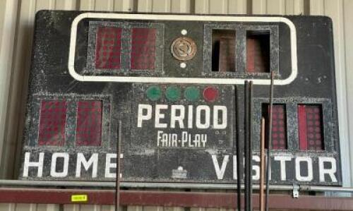 DESCRIPTION: HOCKEY SCOREBOARD BRAND/MODEL: FAIR-PLAY INFORMATION: NOT IN WORKING CONDITION SIZE: 5'X3' LOCATION: WAREHOUSE LOCATION: 6249 LORENS LN.