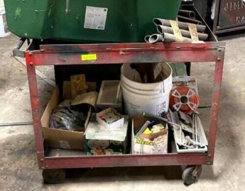 DESCRIPTION: METAL UTILITY CART WITH CONTENTS LOCATION: WAREHOUSE LOCATION: 6249 LORENS LN. CEDAR HILL, MO 63016 QTY: 1