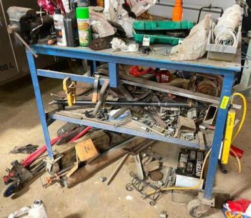 DESCRIPTION: METAL CART WITH CONTENTS AND ATTACHED VISE LOCATION: WAREHOUSE LOCATION: 6249 LORENS LN. CEDAR HILL, MO 63016 QTY: 1