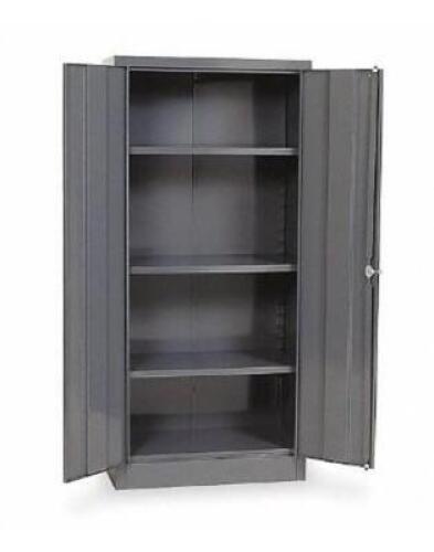 DESCRIPTION: (1) STORAGE CABINET BRAND/MODEL: GRAINGER/1UFD5 INFORMATION: 3-SHELVES/GRAY/LOAD CAPACITY: 175LBS RETAIL$: 222.61 SIZE: 30"W X 66"H X 15"