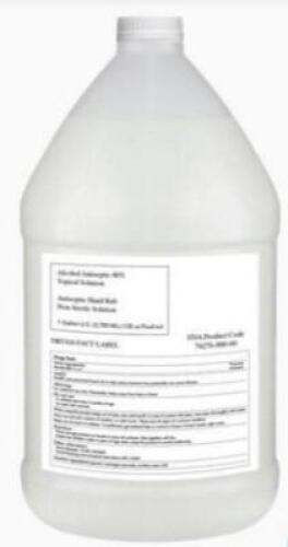 DESCRIPTION: (4) ALCOHOL ANTISEPTIC BRAND/MODEL: TOPICAL SOLUTION HAND RUB/01983765 INFORMATION: 80%/NON-STERILE RETAIL$: $40.00 EA SIZE: 1 GALLON QTY