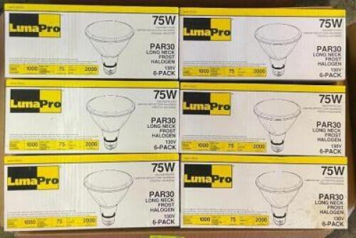 (6) - BOXES OF PAR30 LONG NECK FROST HALOGEN LIGHT BULBS
