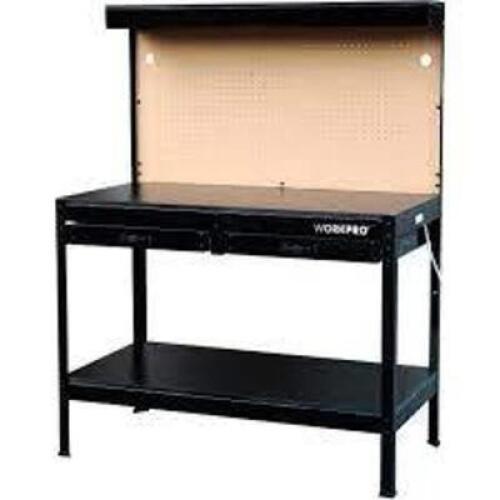 DESCRIPTION: (1) MULTI PURPOSE WORKBENCH WITH WORK LITE BRAND/MODEL: WORKPRO INFORMATION: BLACK RETAIL$: 139.47 SIZE: 47.4�(L) X 23.8� (W)X 61.6�(H) Q