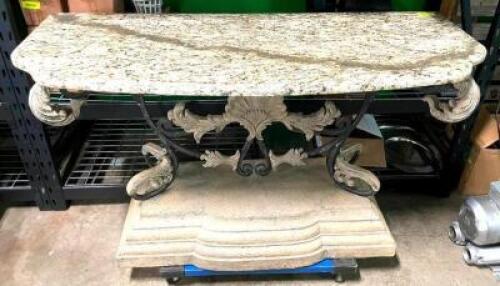 DECORATIVE MARBLE TOP HALLWAY TABLE