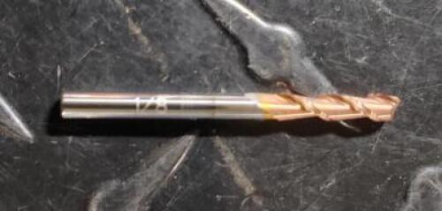 DESCRIPTION: (2) SOLID CARBIDE SQ. END MILL BRAND/MODEL: ACCUPRO 07770266 RETAIL$: 15.37 SIZE: 1/8" DIA 1/2" LOC QTY: 2