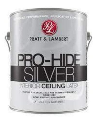 DESCRIPTION: (2) PRO HIDE INTERIOR CEILING BRAND/MODEL: PRATT AND LAMBERT INFORMATION: SILVER RETAIL$: $30.00 EA SIZE: 1 GALLON QTY: 2