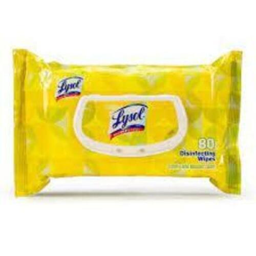 DESCRIPTION: (2) DISINFECTING WIPES BRAND/MODEL: LYSOL INFORMATION: LEMON LIME RETAIL$: $10.00 EA SIZE: 80 WIPES QTY: 2