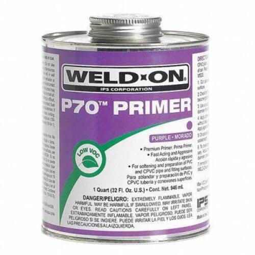 DESCRIPTION: (4) INDUSTRIAL GRADE PURPLE PVC PRIMER BRAND/MODEL: WELD ON P-70 RETAIL$: $$20.00 EA SIZE: 1 QT QTY: 4