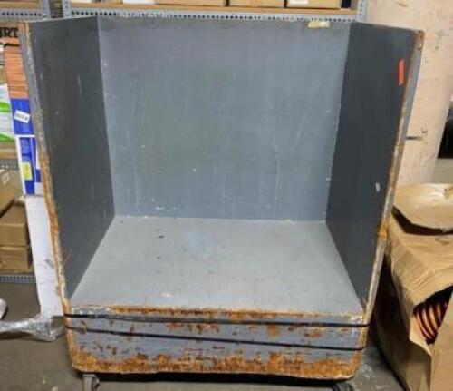 DESCRIPTION: (1) MOBILE STAGING CART INFORMATION: WOODEN/PAINTED GRAY/SEE FOR INSPECTION SIZE: 42"W X 25-3/4"D X 53"H QTY: 1