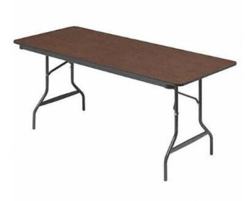DESCRIPTION: (1) FOLDING TABLE BRAND/MODEL: ICEBERG/55424 INFORMATION: WALNUT/WOOD RETAIL$: 218 SIZE: 72"L X 30"W X 29"H QTY: 1