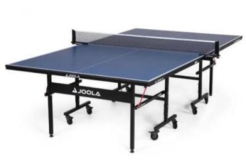 DESCRIPTION: (1) INDOOR TABLE TENNIS TABLE BRAND/MODEL: JOOLA/11200 INFORMATION: BLUE/FOLDABLE RETAIL$: 399.99 SIZE: 108"L X 60"W X 30"H QTY: 1