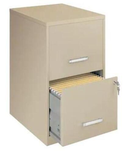 DESCRIPTION: (1) FILE CABINET BRAND/MODEL: SPACE SOLUTIONS/14340 INFORMATION: PUTTY/2-DRAWER/MUST INSPECT FOR HARDWARE RETAIL$: 117.99 SIZE: 24.5"H X