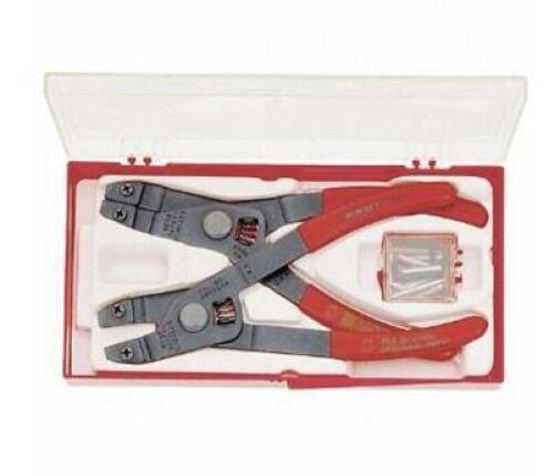 DESCRIPTION: (2) RETAINING RING PLIERS BRAND/MODEL: PROTO/J380 INFORMATION: 1-INTERNAL/1-EXTERNAL/ALLOY STEEL RETAIL$: 57.33 EACH SIZE: 6-1/4"L X 3/8