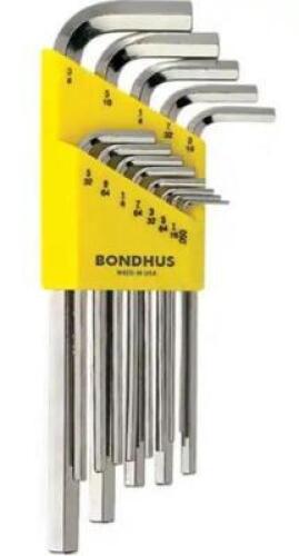 DESCRIPTION: (2) HEX KEY SET BRAND/MODEL: BONDHUS/16137 INFORMATION: L-KEY/13-PIECES RETAIL$: 27.93 EACH SIZE: 9-3/8"LENGTH QTY: 2