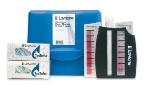 DESCRIPTION: (3) RANGE CHLORINE TEST KIT BRAND/MODEL: LAMOTTE/3314-01 INFORMATION: 2-COMPARATOR/LOW: 0.1-1.0 PPM CL/HIGH: 1.0-6.0 PPM CL RETAIL$: 135.