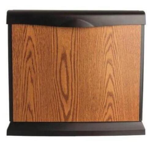 DESCRIPTION: (1) HUMIDIFIER BRAND/MODEL: AIRCARE/EA1407 INFORMATION: HONEY OAK/CAPACITY: 5 GAL/MAX RUN TIME: 55 HR RETAIL$: 185.99 SIZE: 15"D X 24-1/2