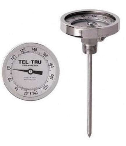 DESCRIPTION: (2) DIAL THERMOMETER BRAND/MODEL: TEL-TRU/GT300R INFORMATION: STAINLESS STEEL/TEMP RANGE: -40 TO 160F RETAIL$: 55.42 EACH SIZE: 18"L X 1/