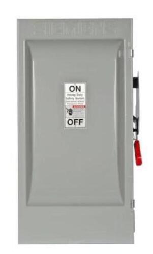 DESCRIPTION: (1) HEAVY DUTY FUSIBLE SAFETY SWITCH BRAND/MODEL: SIEMENS/HF364J INFORMATION: 3-POLE/200 AMP/FUSED RETAIL$: 940.27 SIZE: 35"D X 20.7"W X