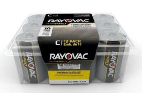 DESCRIPTION: (5) PACKS OF (12) INDUSTRIAL BATTERIES BRAND/MODEL: RAYOVAC/ALC-12 INFORMATION: ALKALINE/LONG-LASTING RETAIL$: 10.30 PER PK OF 12 SIZE: S