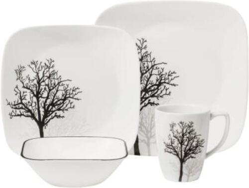 DESCRIPTION: (1) DINNERWARE SET BRAND/MODEL: CORELLE/1119418 INFORMATION: TIMBER SHADOW/15-PIECES/MISSING ONE BOWL RETAIL$: 148.00 PER SET QTY: 1