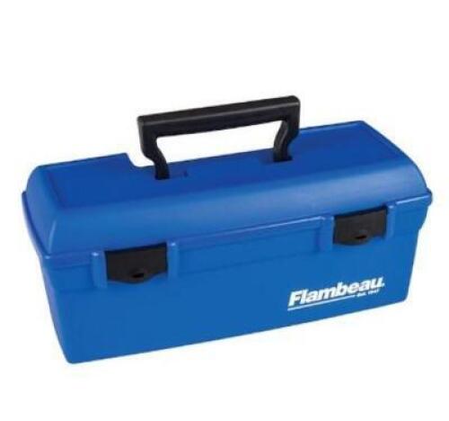 DESCRIPTION: (2) BRUTE FISHING TACKLE & GEAR BOX BRAND/MODEL: FAMBEAU/6009TD INFORMATION: BLUE/LIFT-OUT TRAY RETAIL$: 13.76 PER LOT SIZE: 13"L X 6"W X