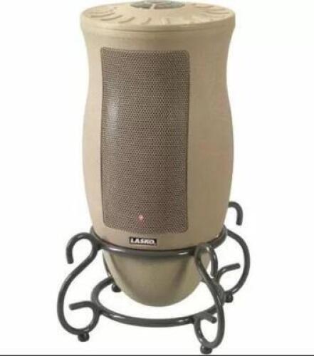DESCRIPTION: (1) ELECTRIC CERAMIC SPACE HEATER BRAND/MODEL: LASKO/6435 INFORMATION: REMOTE CONTROL/BROWN/AREA HEATED: 150 SQ-FT RETAIL$: 65.61 SIZE: 8