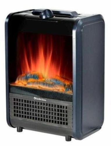 DESCRIPTION: (1) PORTABLE ELECTRIC FIREPLACE HEATER BRAND/MODEL: COMFORT ZONE/CZFP1BLM-EC INFORMATION: MATTE BLUE/2000-2999 BTU RETAIL$: 38.28 SIZE: 1