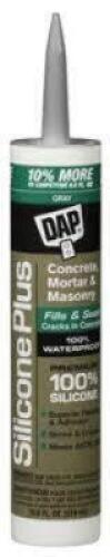 DESCRIPTION: (12) SILICONE PLUS PREMIUM CONCRETE AND MASONRY SEALANT BRAND/MODEL: DAP #08675 INFORMATION: GRAY RETAIL$: $10.26 EA SIZE: 10.1 OZ QTY: 1