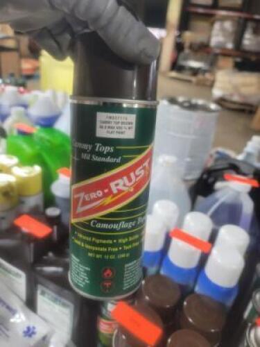 DESCRIPTION: (6) RUST STOPPING SPRAY PAINT BRAND/MODEL: ZERO RUST #ZR BLACK 275 INFORMATION: NON FLAT BROWN RETAIL$: $12.00 EA SIZE: 12 OZ QTY: 6