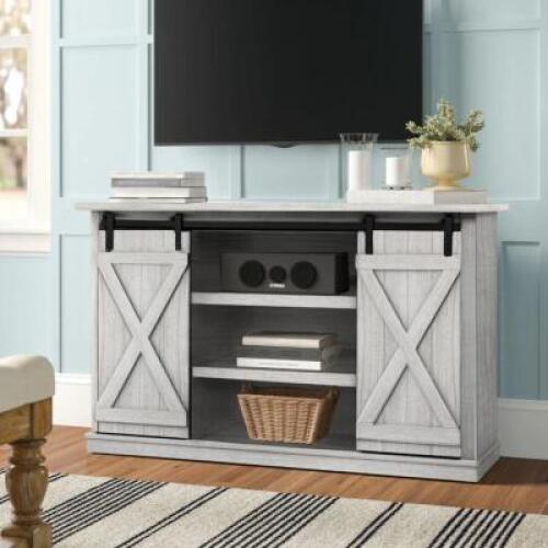 SARGENT OAK/WHITEWASHED GRAY LORRAINE TV STAND FOR TVS UP TO 60"