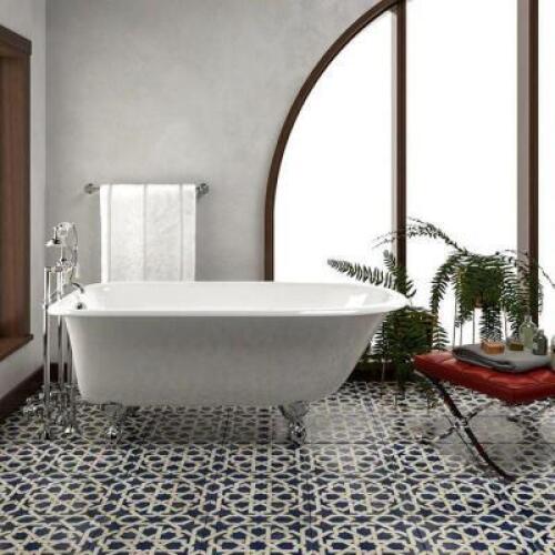 57" CAST IRON ROLL TOP TUB WITH 3-3/8" WALL HOLES